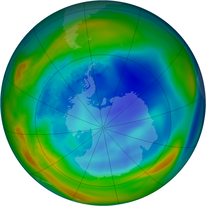Antarctic ozone map for 12 August 2002